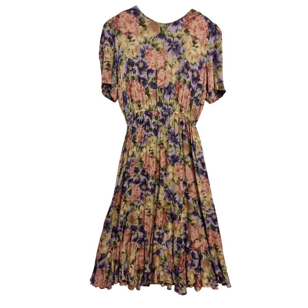 Vtg Casual‎ Corner Dress Multicolor Floral 80s Midi Cottage Modest Church USA 16